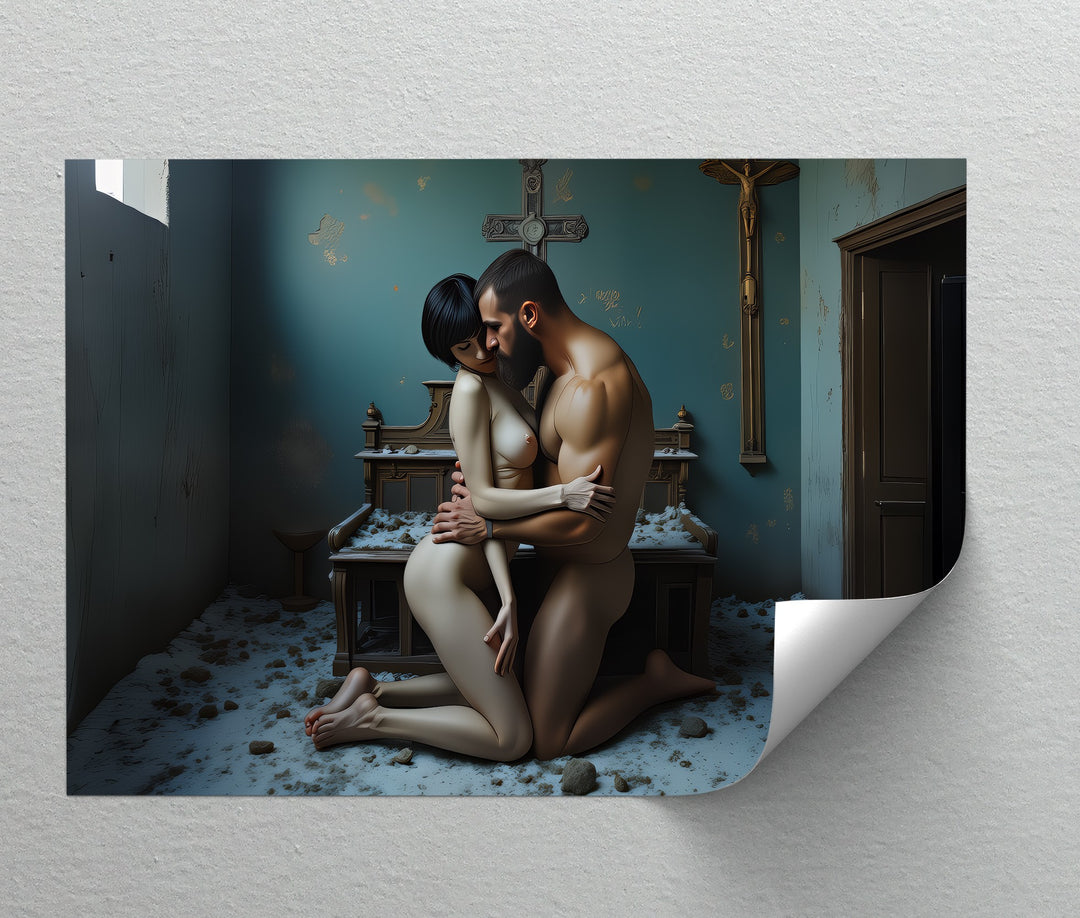 Devotion in Ruin – Gothic Erotic Canvas Art | Large Canvas Wall Decor