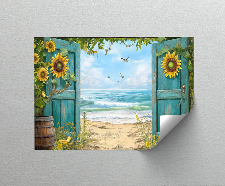 Open Door to the Sea – Coastal Beach Scene Kitchen Canvas Print - MyPhotoStation
