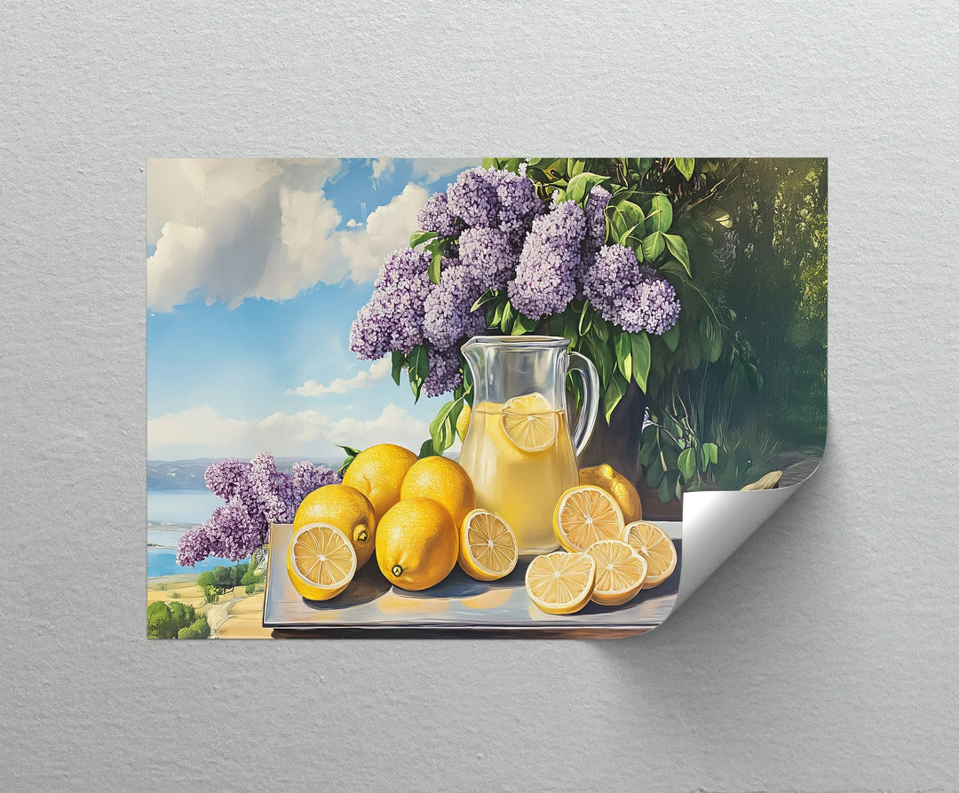 Summer Lemonade Charm – Lemons and Lilacs Kitchen Canvas Print - MyPhotoStation