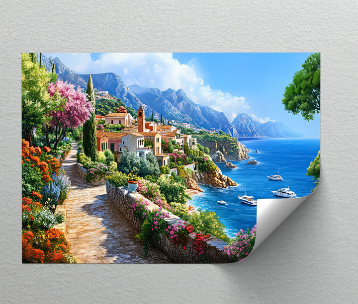 Mediterranean Pathway – Coastal Village Canvas Wall Art
