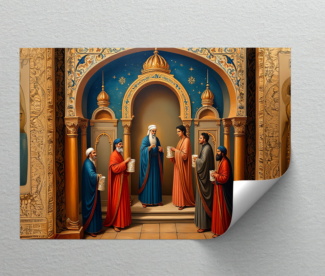 Sacred Gathering – Oriental Temple Ceremony Canvas Wall Art | Biggest Canvas