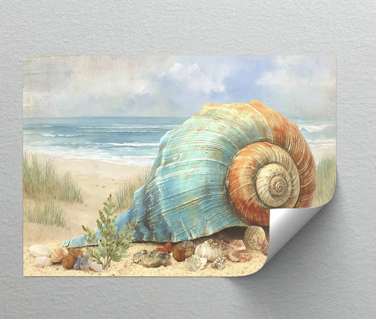 Coastal Tranquility – Sea Shell on the Shoreline Canvas Print - MyPhotoStation