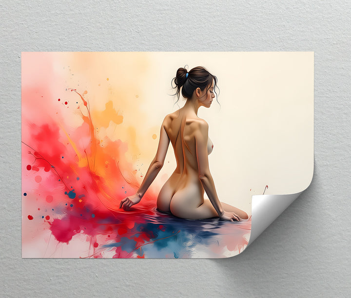 Serene Bloom – Nude Abstract Splash Canvas Wall Art | Sexy Art