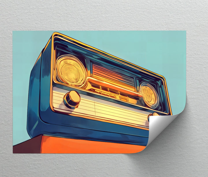 Sunwave Tuner – Retro Blue and Orange Radio Canvas Print