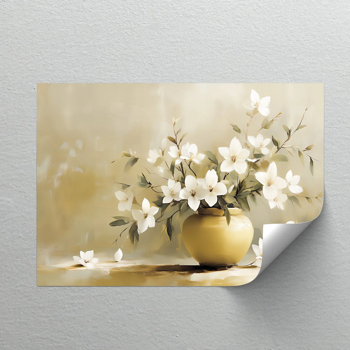 Cream Blossom Still Life – classic flower painting on canvas.

