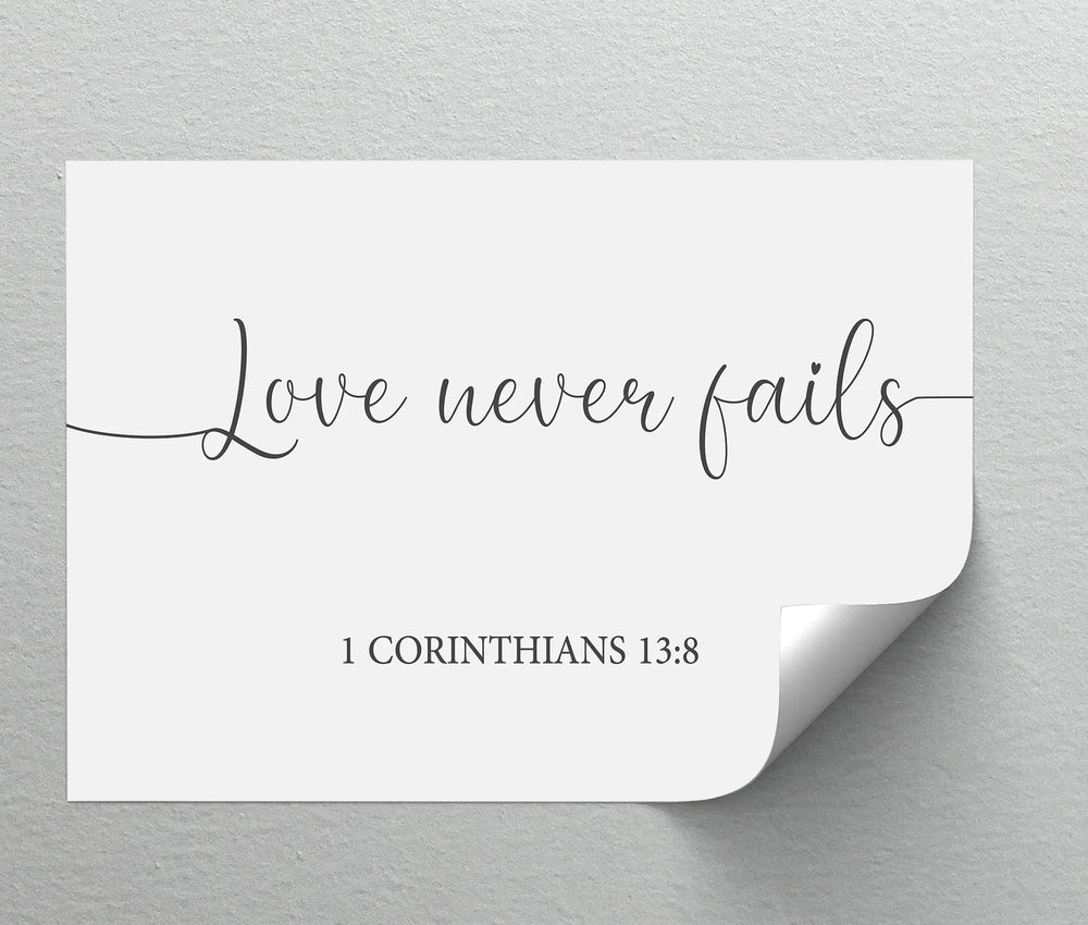 Love Never Fails – 1 Corinthians 13:8 Canvas Print - MyPhotoStation