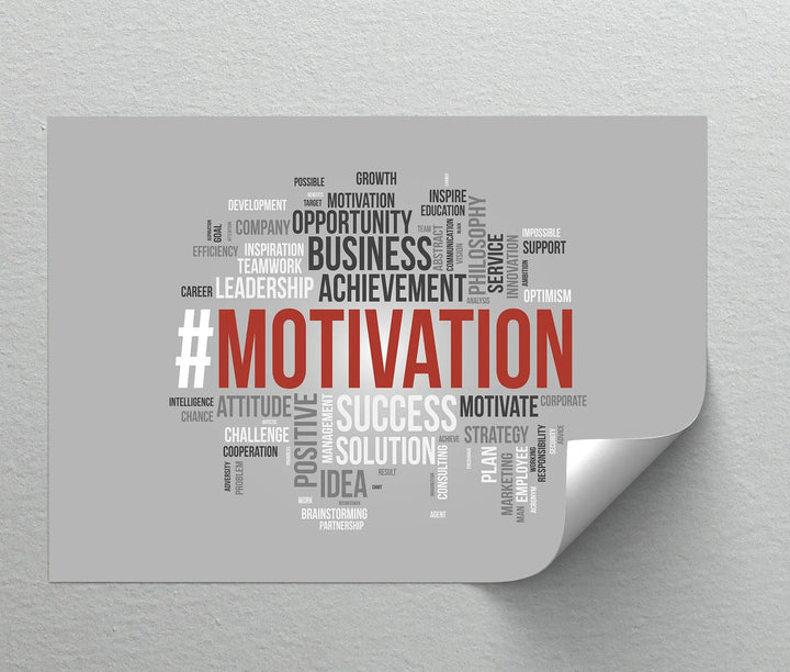 MOTIVATION Word Cloud – Modern Gray Canvas Print