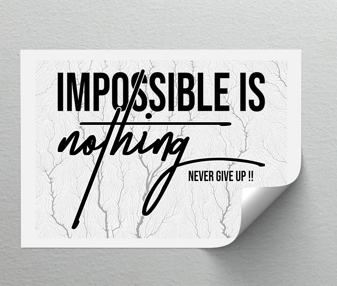 Impossible is Nothing – Black and White Motivational Canvas Print
