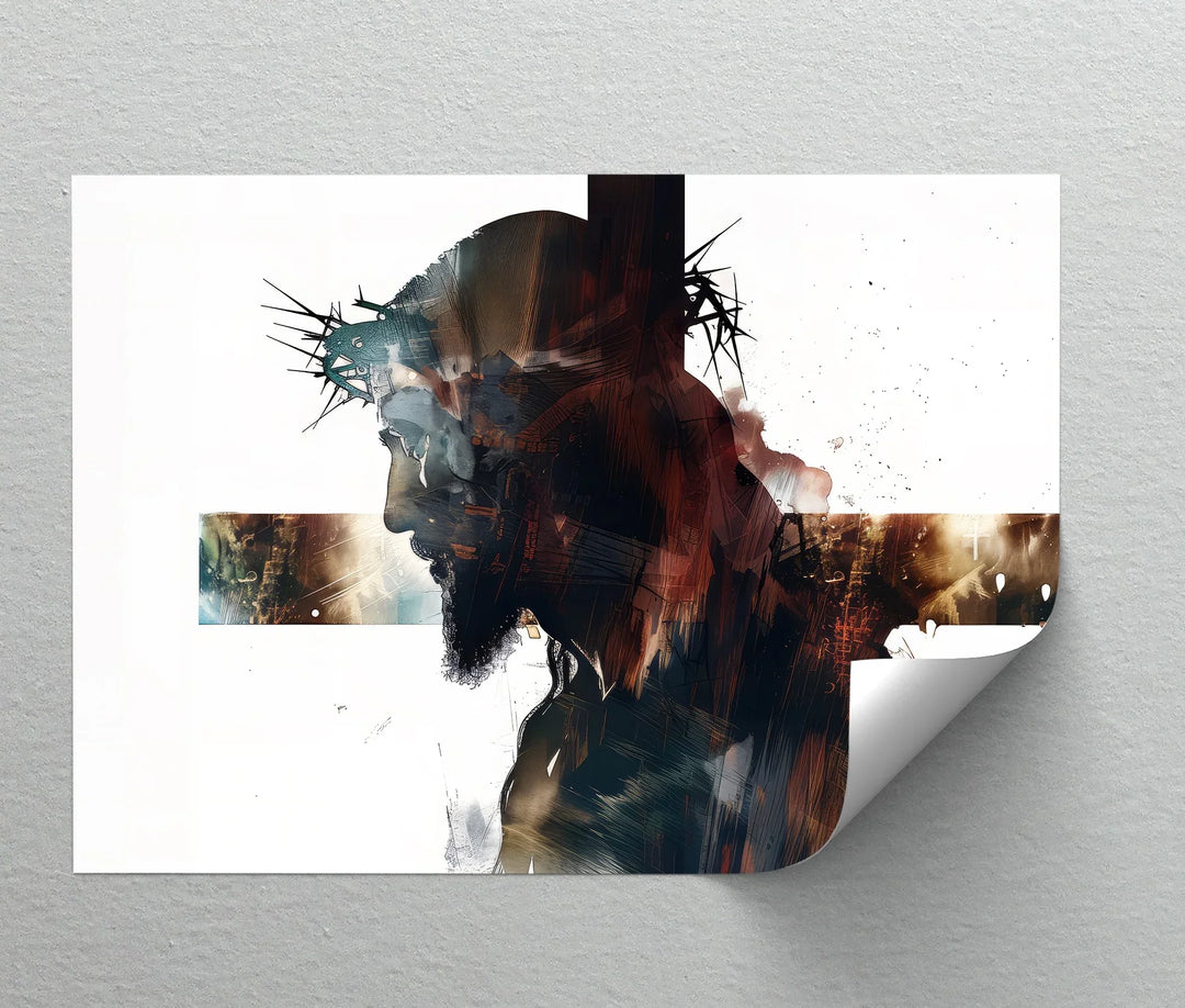 Crown of Thorns – Abstract Jesus Silhouette Canvas Print