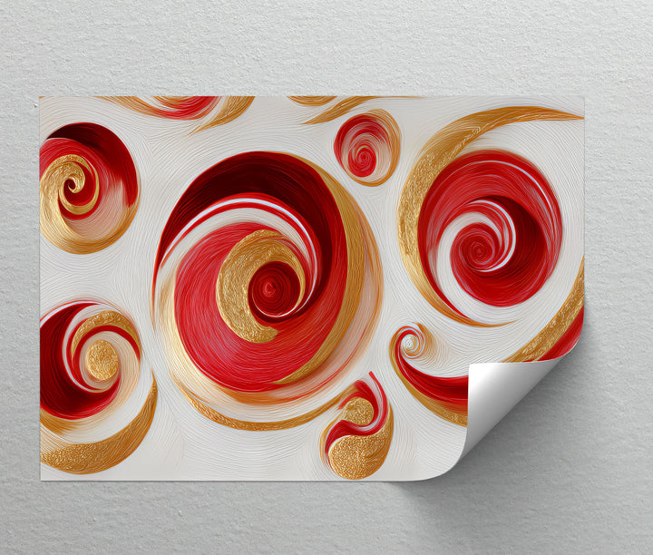 Golden Whirlwind – Red and Gold Abstract Spiral Canvas Print