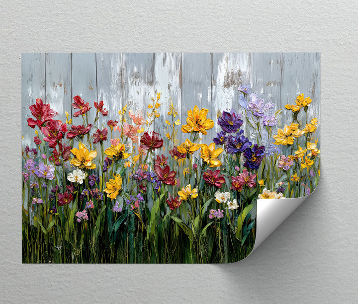 Wild Garden Symphony – Rustic Fence Flower Canvas Print