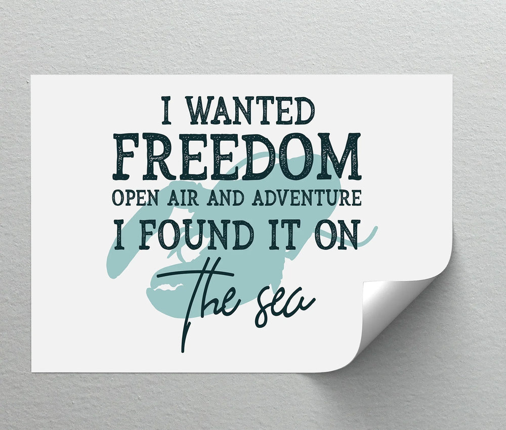 Nautical freedom wall art with ocean silhouette

