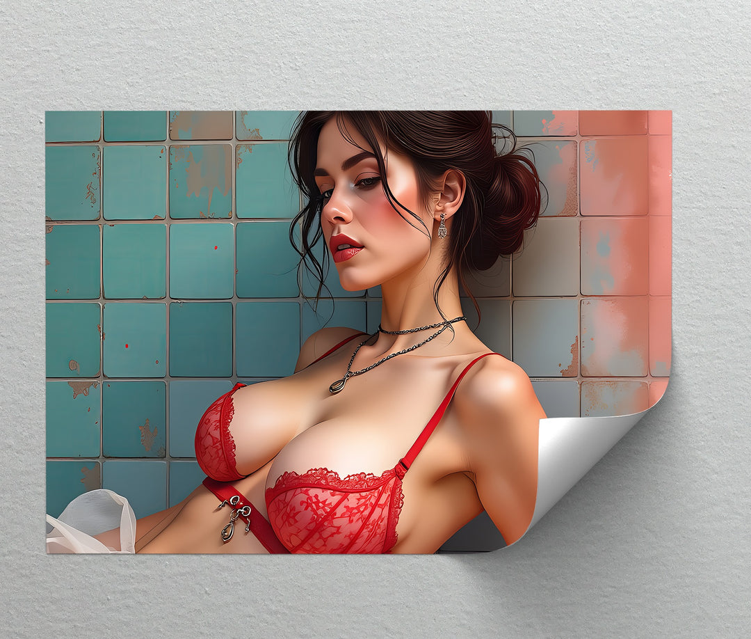 Crimson Temptation – Erotic Lingerie Canvas Wall Art | Artwork Canvas