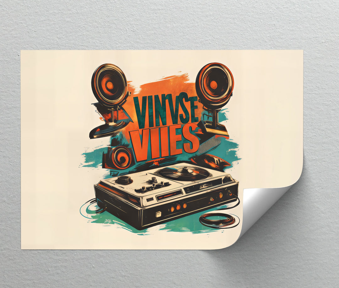 Vinyl Vibes – Retro Turntable & Speaker Canvas Print