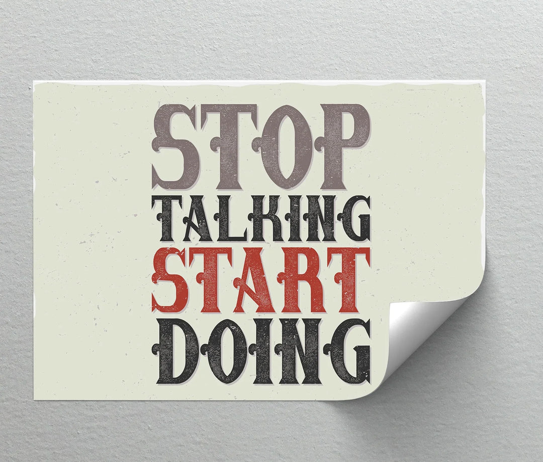 Stop Talking Start Doing – Vintage Motivational Canvas Print