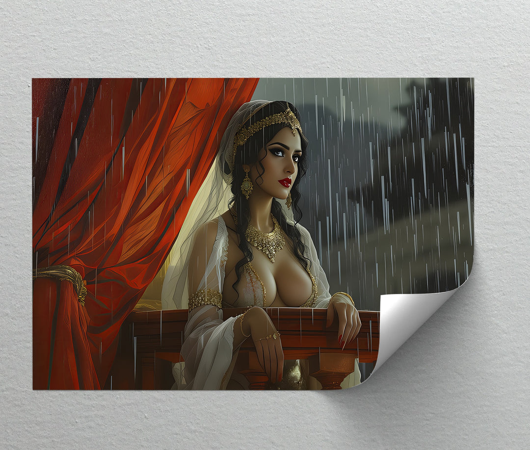 Velvet Rain – Balcony Erotic Canvas Wall Art | Framed Canvas