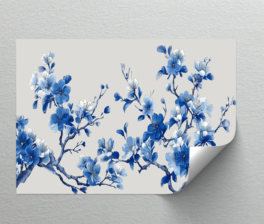 Blue Blossom Harmony – Cherry Flower Branch Canvas Print - MyPhotoStation