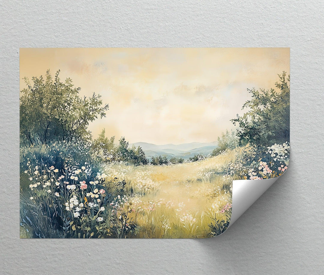 Golden Meadow Horizon – Serene Landscape Canvas Print - MyPhotoStation