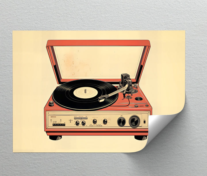 Crimson Vinyl Nostalgia – Retro Turntable Canvas Print