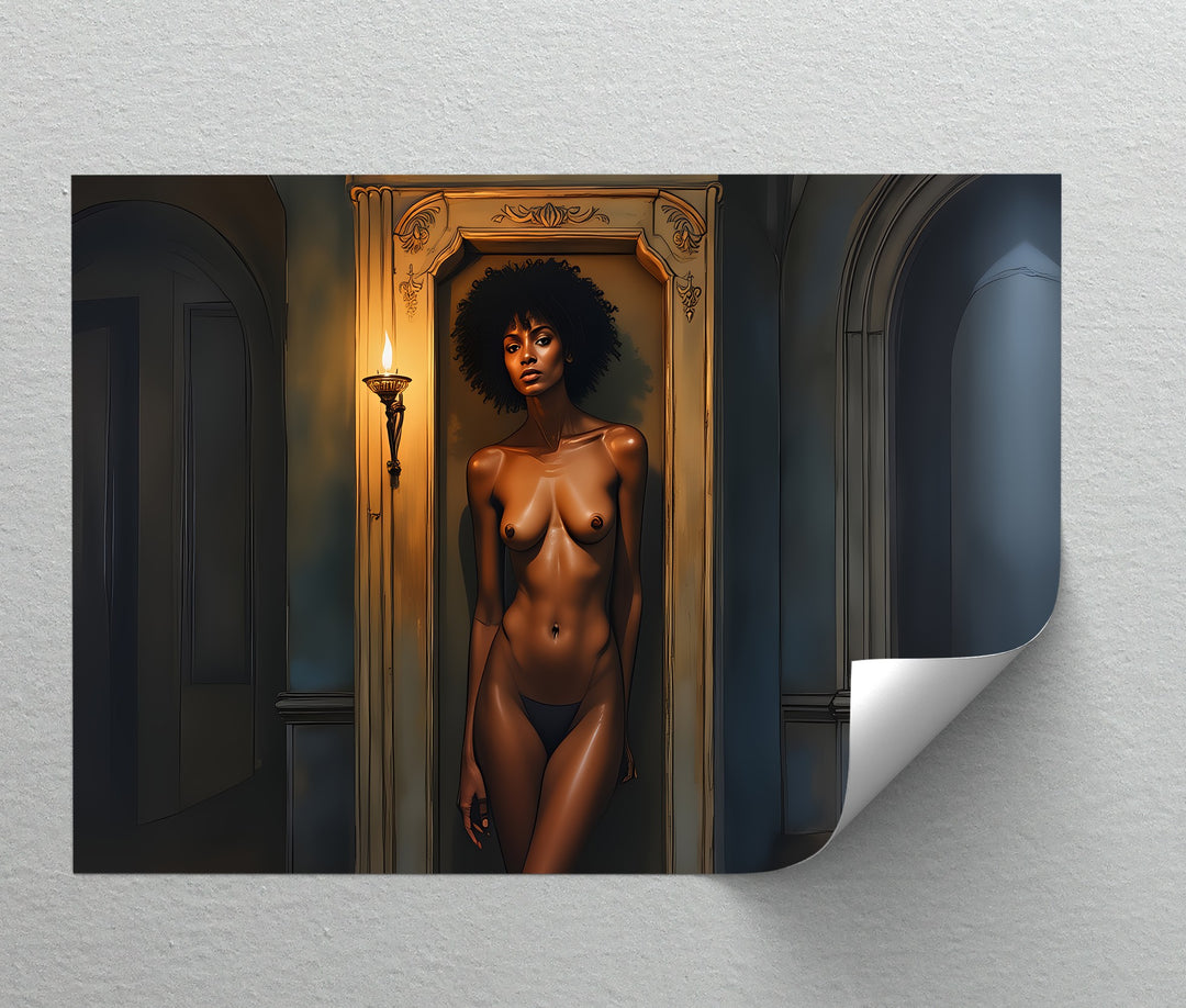 Nocturne Flame – Sensual Erotic Canvas Wall Art | Framed Vertical Artwork