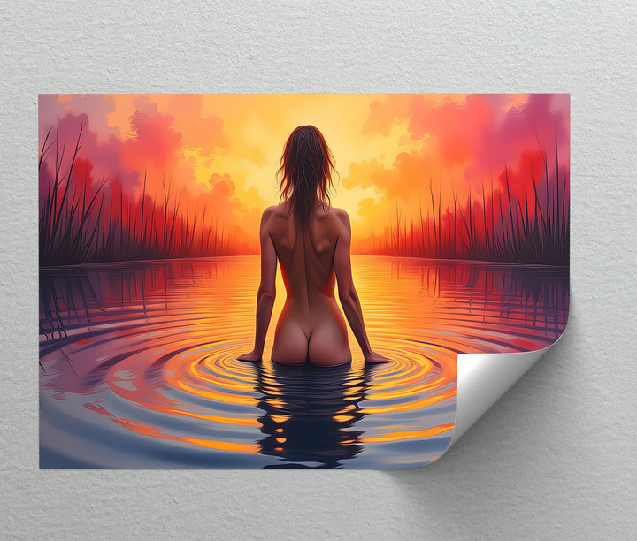 Eve at Dusk – Erotic Sunset Nude Canvas Wall Art | Sexy Art