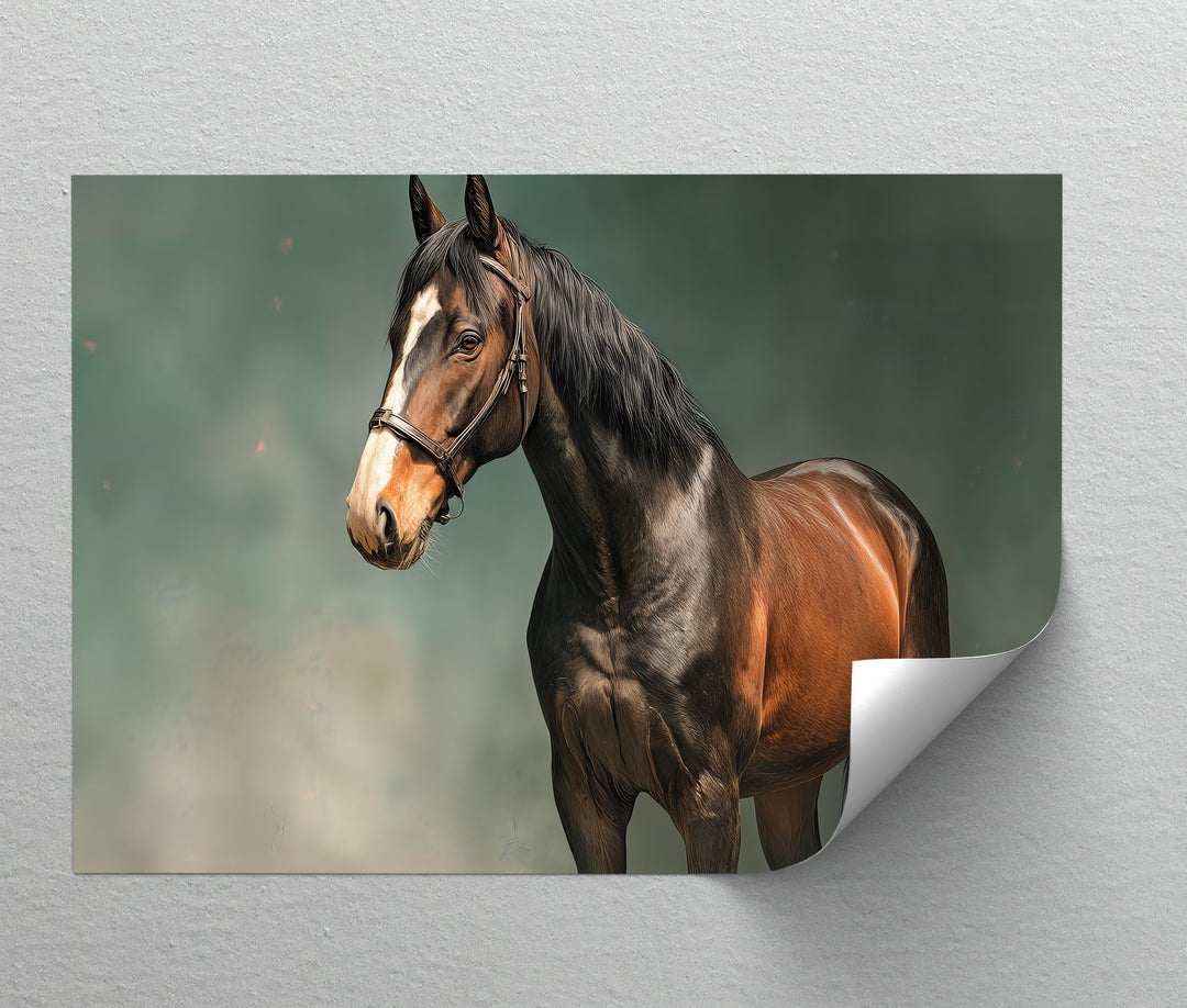 Majestic Brown Stallion – Realistic Horse Canvas Print