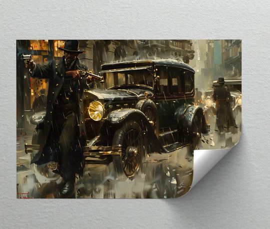 1920s Gangster Shootout Scene – Car Canvas Print - MyPhotoStation