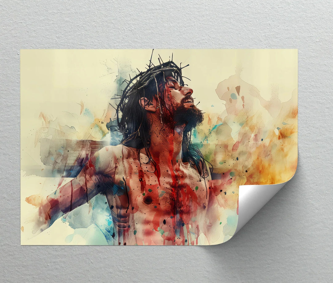 Sacrifice and Glory – Jesus Crucifixion Abstract Canvas Print