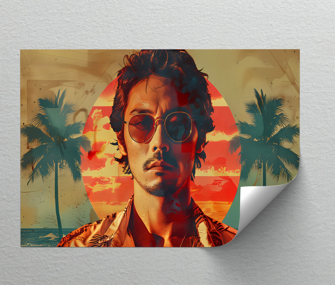 Sunset Rebel – Retro Tropical Portrait Canvas Print