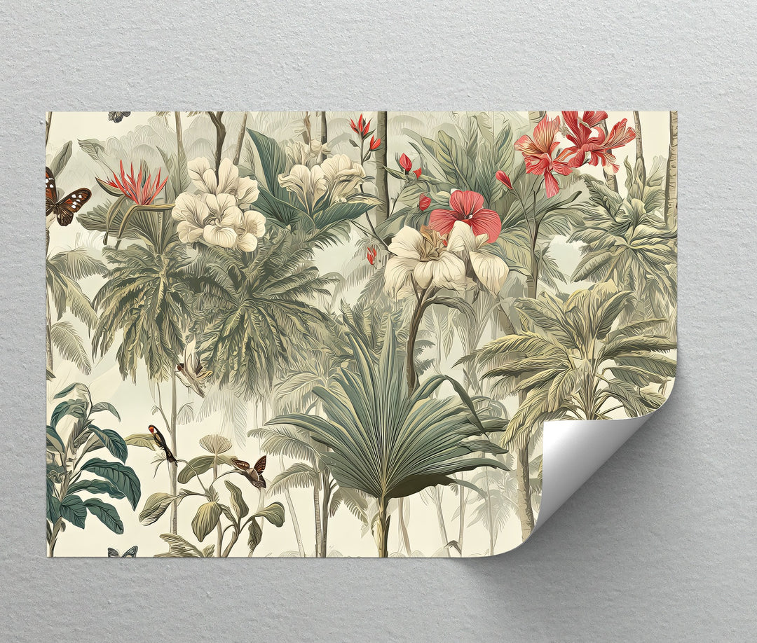 Exotic Palm and Hibiscus - Canvas Wall Art | Artwork Canvas