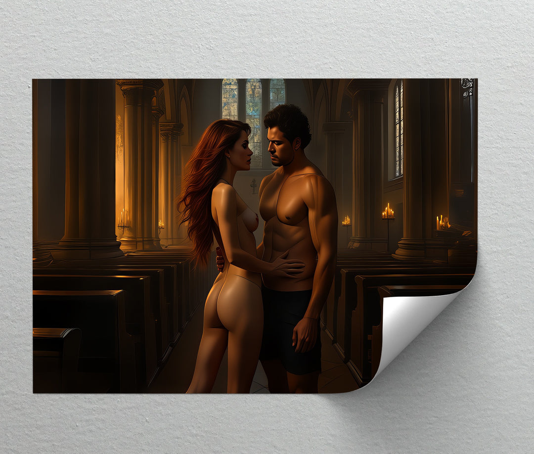 Divine Union – Erotic Gothic Canvas Art | Romantic Large Bedroom Print