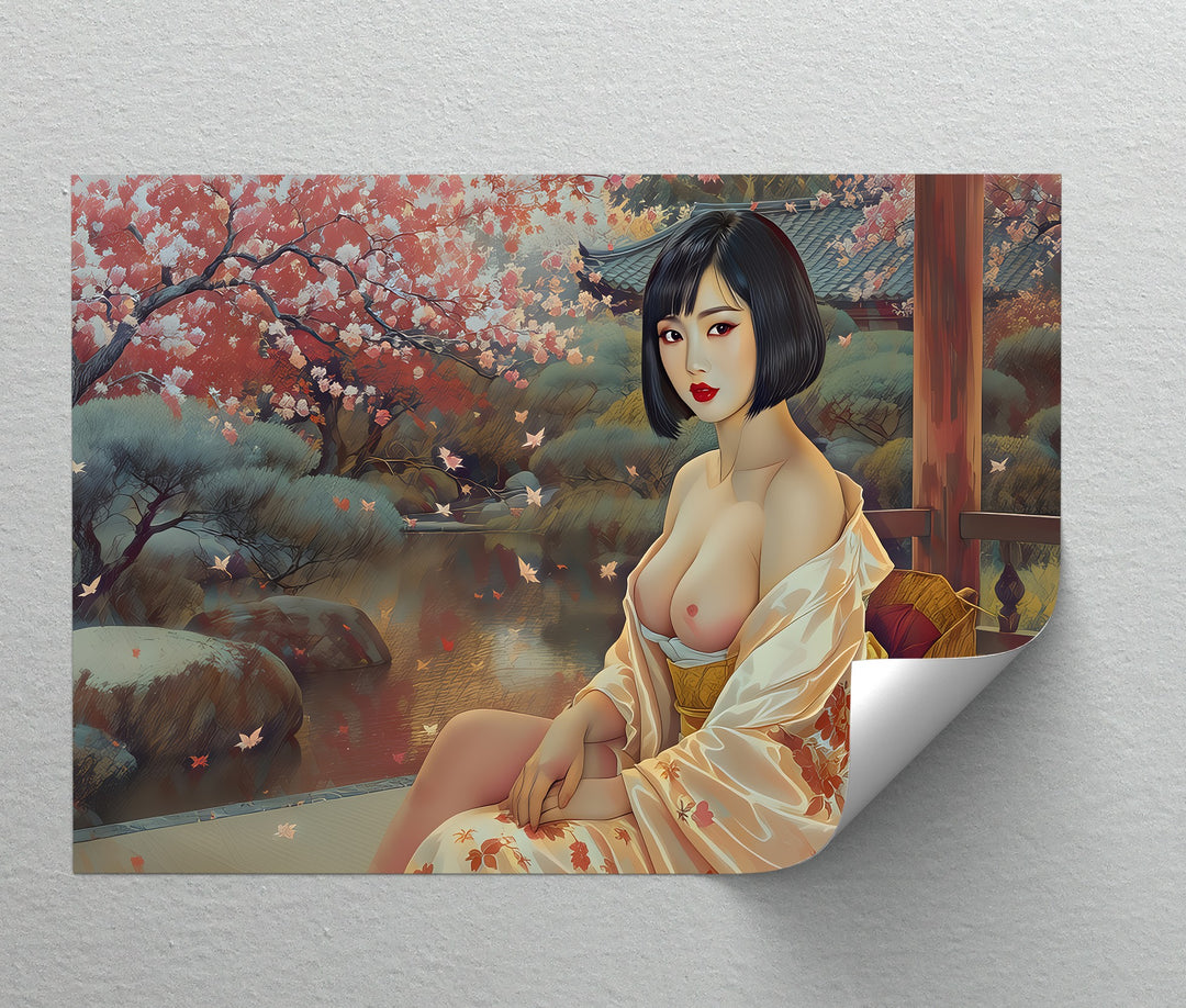 Blossom Reverie – Erotic Nude Canvas Print | Japanese Wall Art