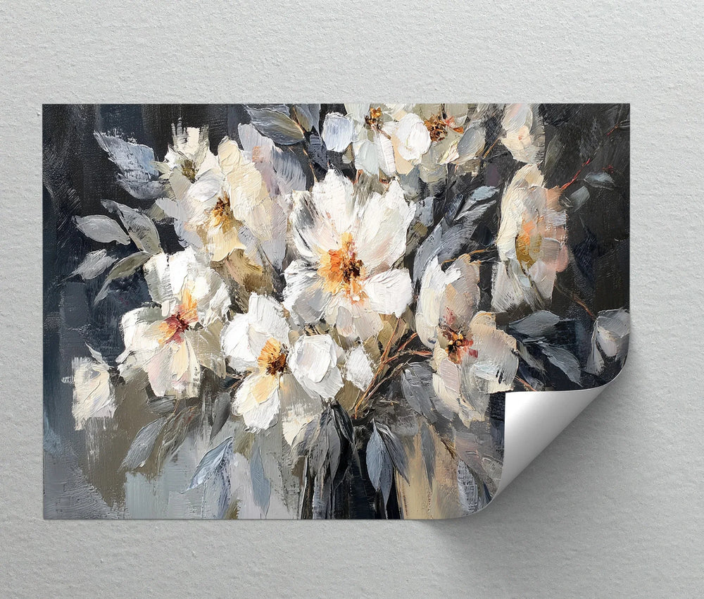 Elegant flower bouquet canvas art featuring expressive painterly florals

