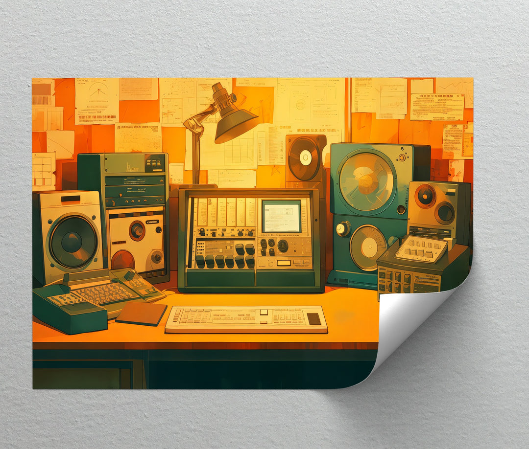 Studio Lab Vibes – Retro Audio Engineering Canvas Print