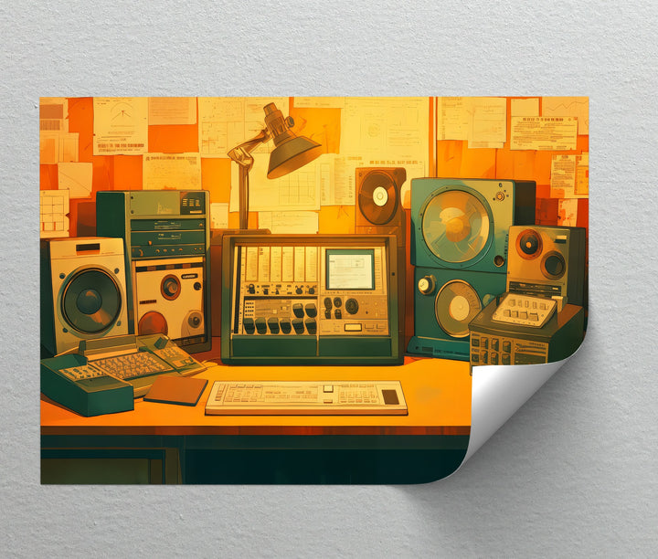 Studio Lab Vibes – Retro Audio Engineering Canvas Print