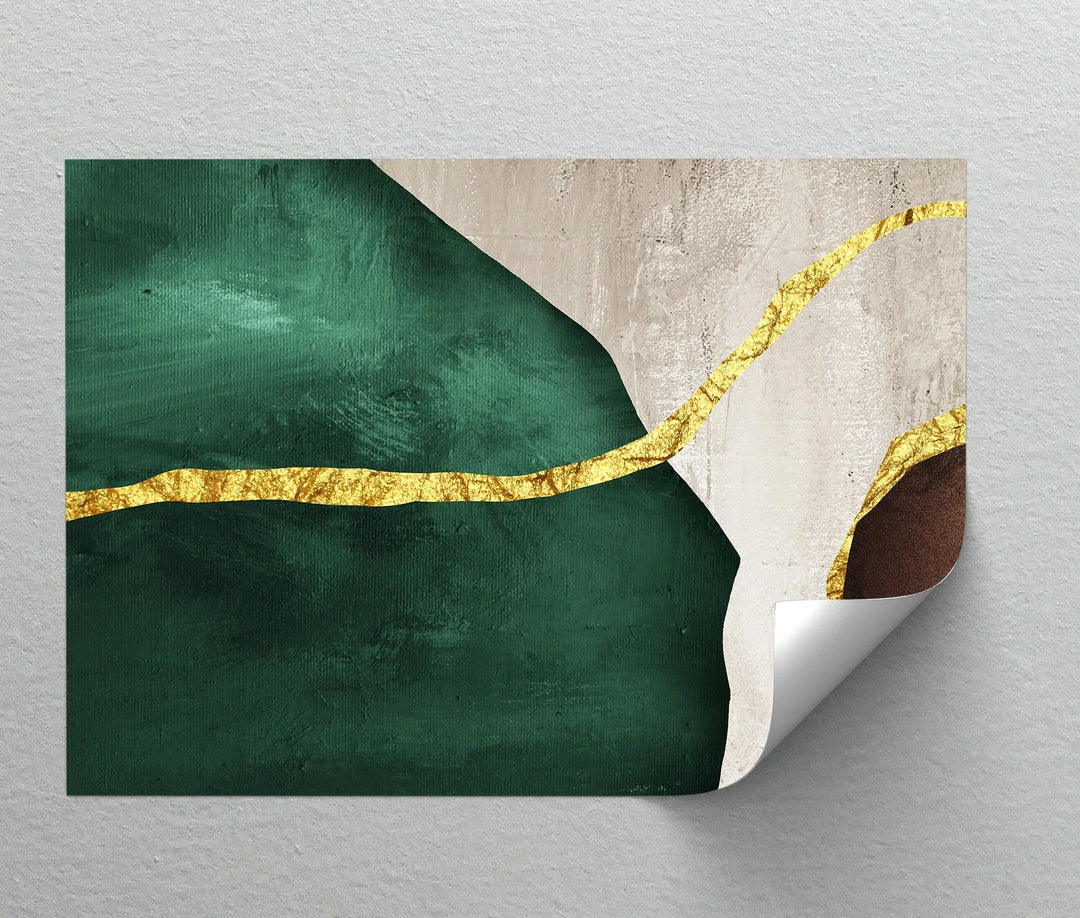 Emerald Divide – Abstract Green and Gold Canvas Print - MyPhotoStation