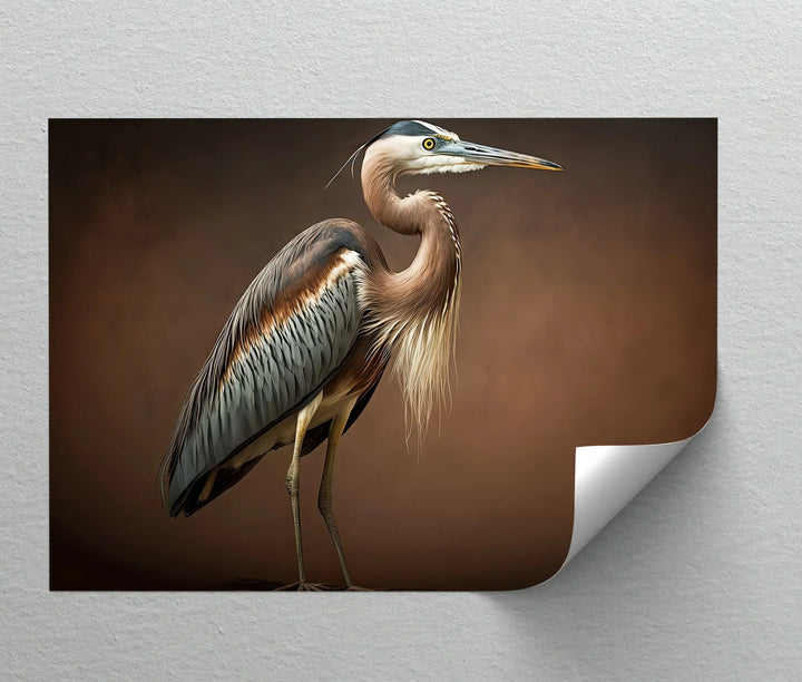 Elegant Heron on Earth Tones – Bird Portrait Canvas Print - MyPhotoStation