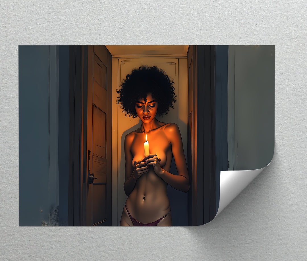 Candlelight Gaze – Dark Moody Erotic Canvas Wall Art | Canvas Artwork