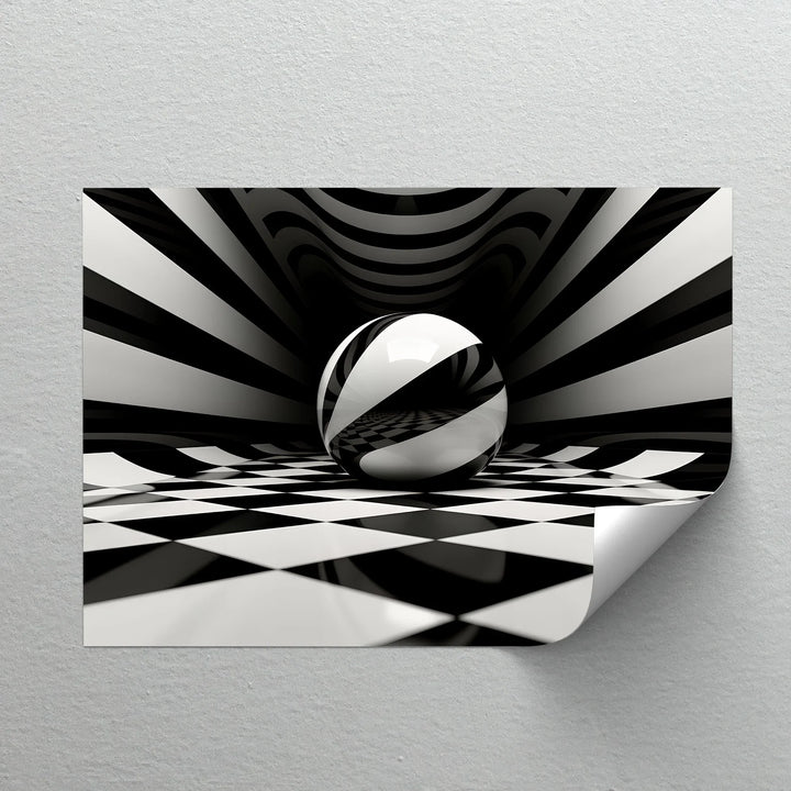 Geometric Sphere Illusion – Black & White Canvas Print - MyPhotoStation