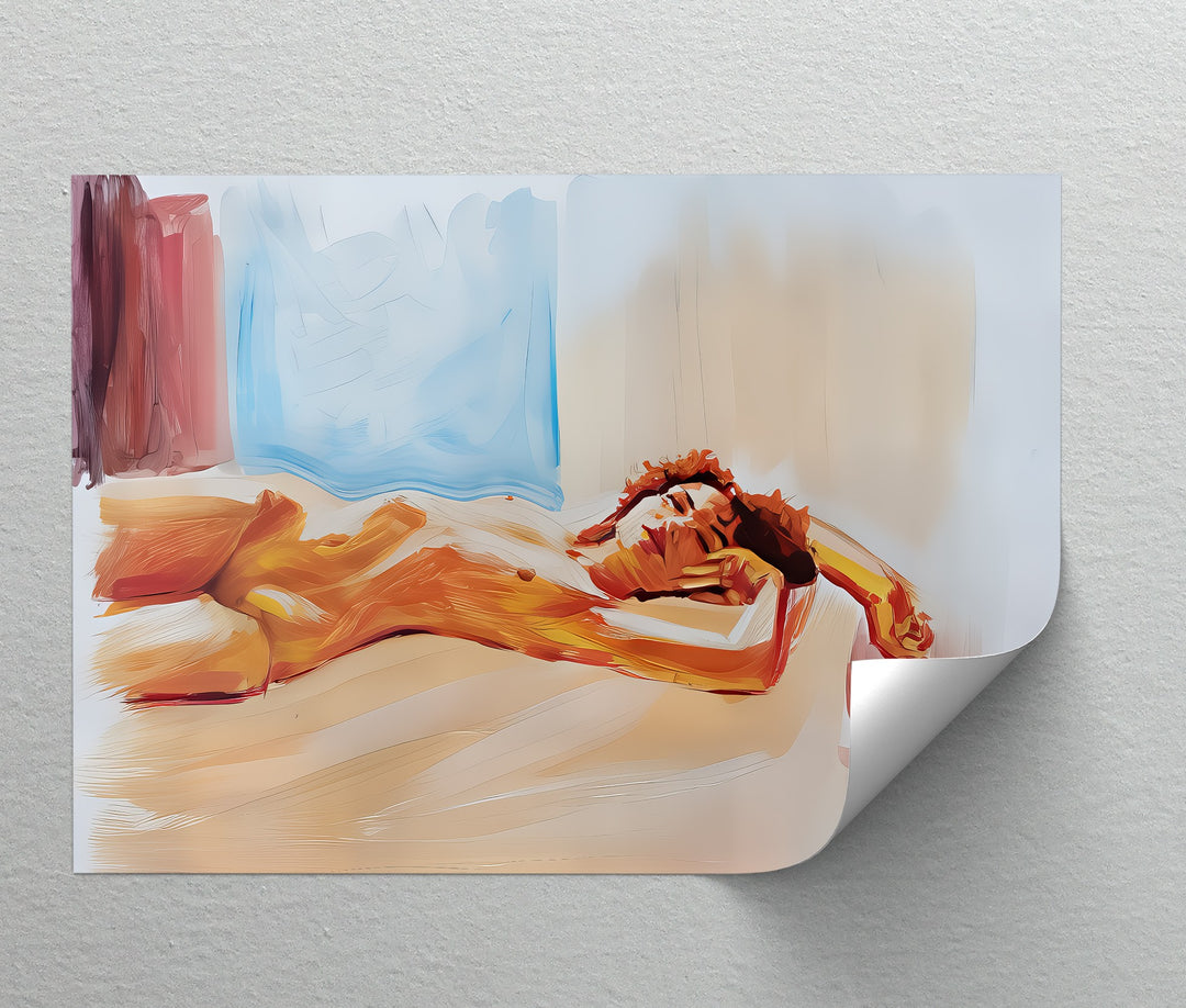 Painted Reverie – Abstract Nude Wall Art | Large Framed Canvas