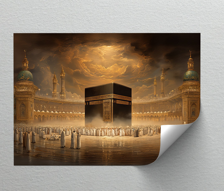 Divine Light Over the Kaaba – Islamic Holy Site Canvas Print