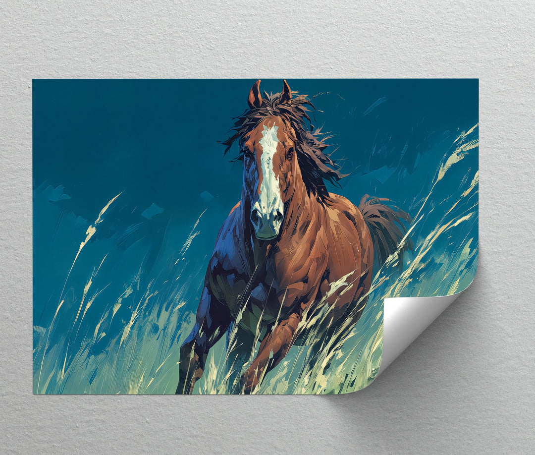 Wildfire Spirit – Galloping Horse in Vibrant Field Canvas Print
