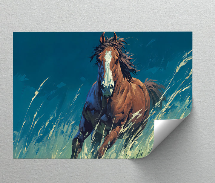 Wildfire Spirit – Galloping Horse in Vibrant Field Canvas Print