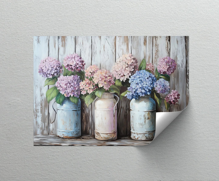Rustic Hydrangeas in Vintage Milk Cans – Kitchen Canvas Prints - MyPhotoStation