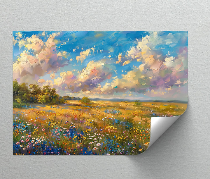 Golden Meadow Bloom – Colorful Wildflower Landscape Canvas Print - MyPhotoStation