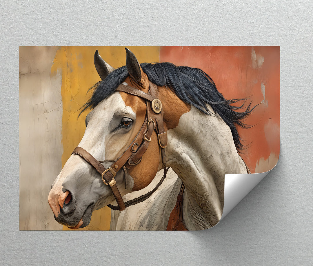 Western Spirit – Brown and White Horse Portrait Canvas Print