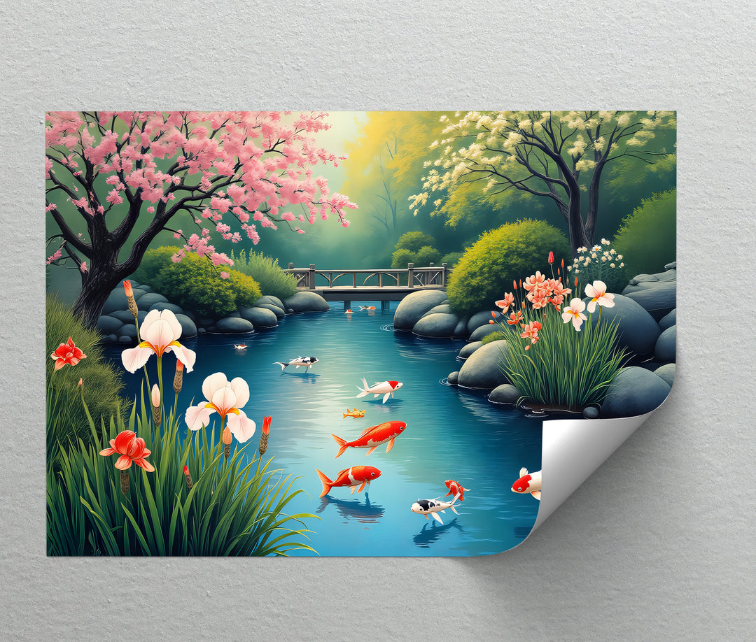 Serenity in Bloom – Japanese Koi Pond Canvas Wall Art | Canvas Prints