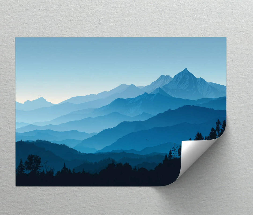 Tranquil Blue Horizons – Layered Mountain Landscape Canvas Print - MyPhotoStation