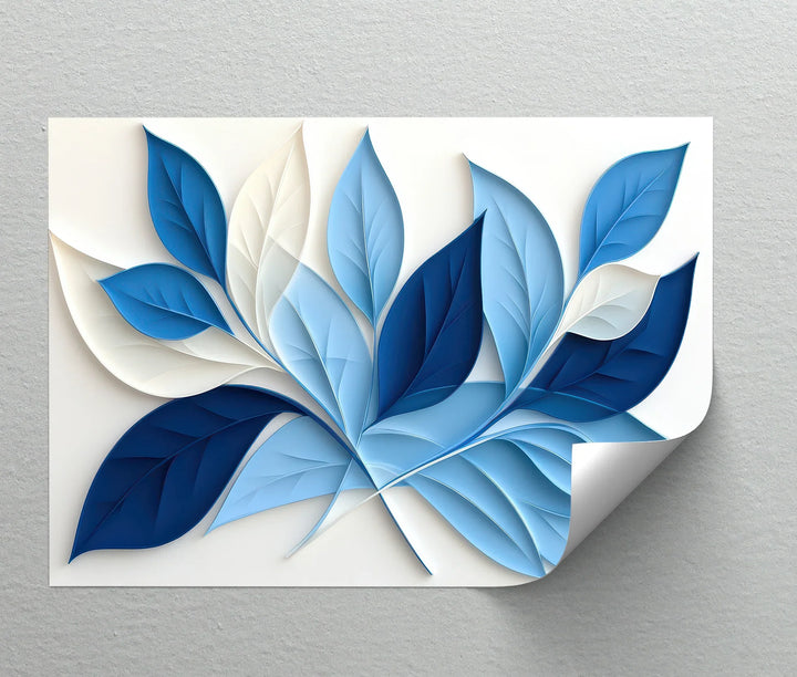 Blue Botanical Harmony – Minimalist Leaf Pattern Canvas Print - MyPhotoStation