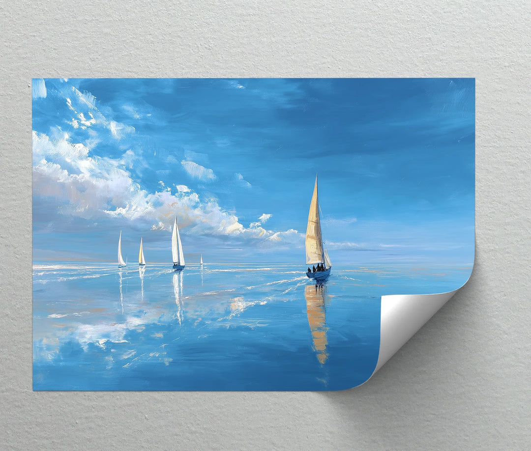 Tranquil Sailboats at Sea – Blue Ocean Canvas Print - MyPhotoStation